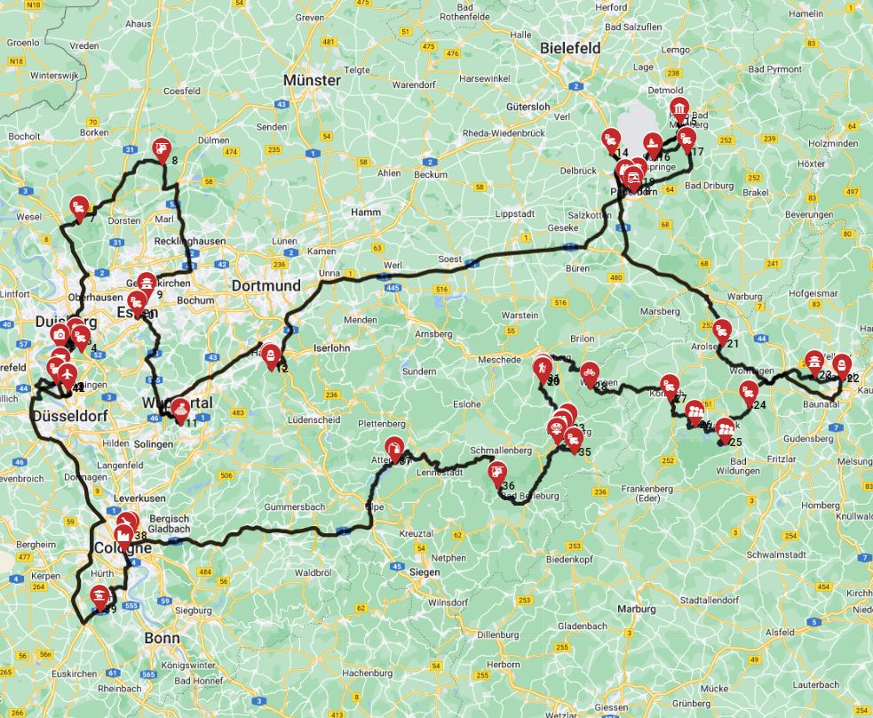 Map for Dusseldorf Roundtrip - Central Germany